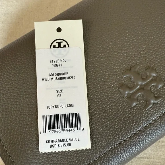 Tory Burch Thea Flat Wallet Crossbody in Wild Mushroom 169971 $375
